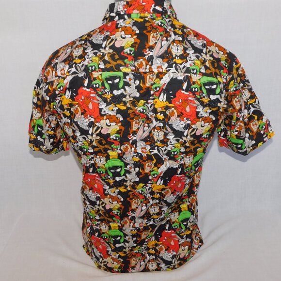 Warner Bros Looney Tunes Allover Print Button Front Shirt Mens S Marvin Bugs taz - Picture 9 of 10